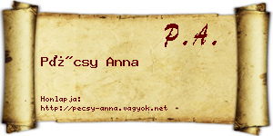 Pécsy Anna névjegykártya